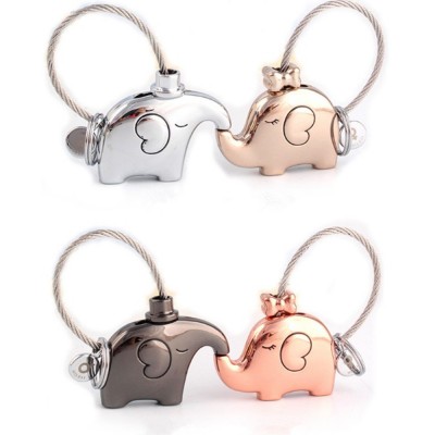 Fantastic One Pair Metal Kiss Plush Elephant Keychain