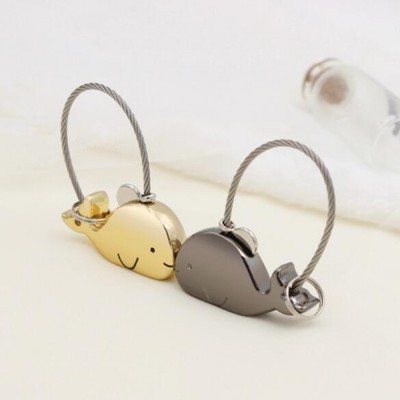 Couple Lovers Bag Purse Charm Kissing Whale Fish Keychain