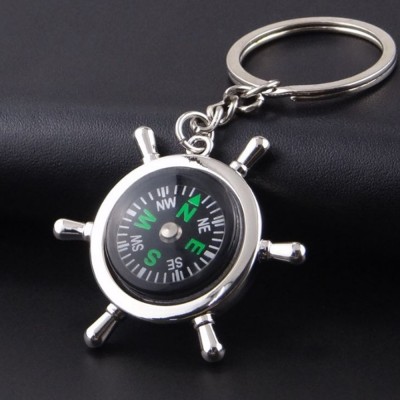 Portable Nautical Compass Helm Rudder Key chain Ring Chain Bag Decoration Gift (Helm)